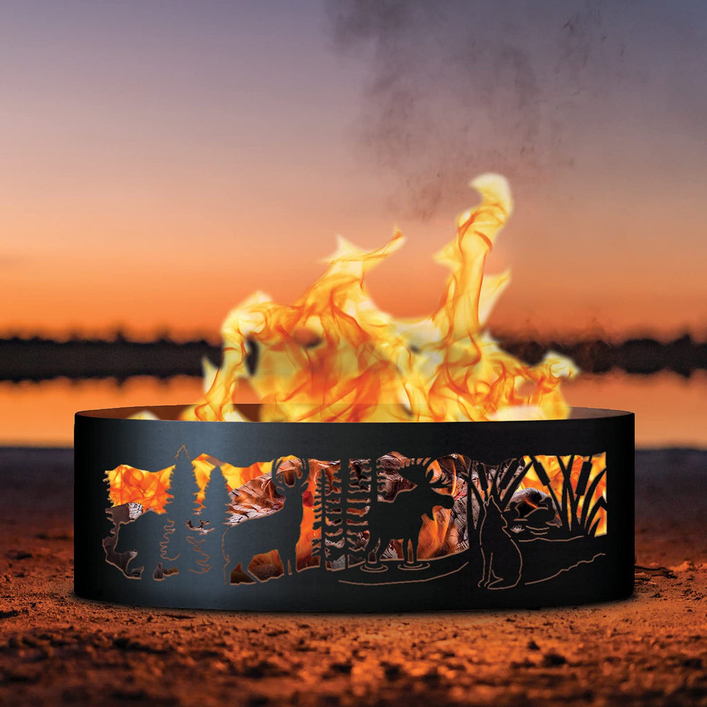 Moonlight Gathering Unpainted 12 in. Tall 37 in. Diameter Outdoor Fire Ring - 37 x 37 x 12 in. - Rustic Black
