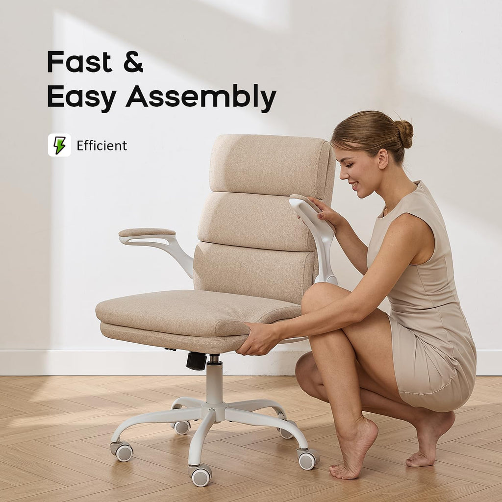 Adjustable Desk Chair Mid Back Executive Comfortable Fabric Ergonomic Back Support Home Computer Chair with Padded