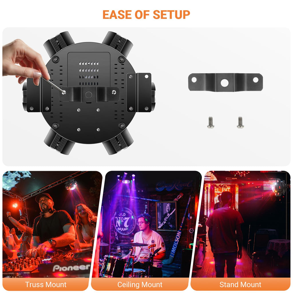6 Arm Moving Head DJ Lights for Party Remote Control