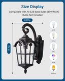 Dusk to Dawn Outdoor Wall Light, Waterproof Exterior Light Fixture, Black Roman 17.7" H Wall Mount Sconce Porch Lights