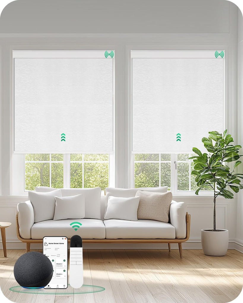 Motorized Blinds with Remote | Automatic Blackout Roller Sha - Cloud patterned
