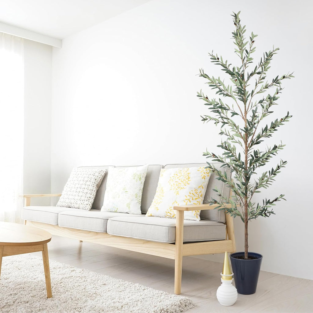 Olive Tree, 9FT Fake Olive Tree with Potted, 108" Faux Silk Olive Tree Tall Outdoor Plant with Olive Garden Decor