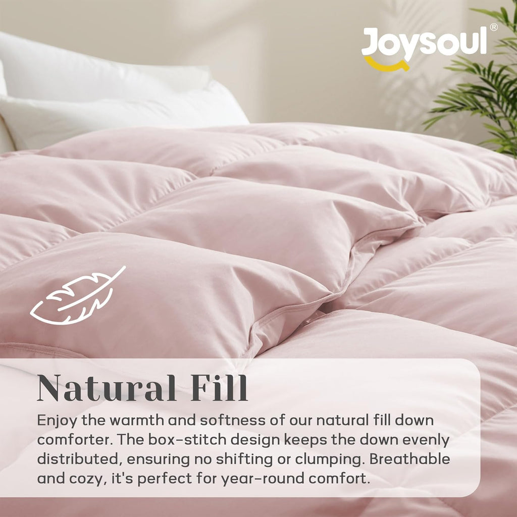 Queen Down Comforter - All Season Ultra Soft Goose Down & Feather Fiber Fill