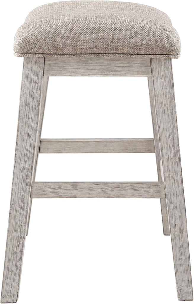 Skempton Modern 24" Counter Height Upholstered Barstool, 2 Count, Grayish White