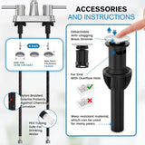 Bathroom Faucets, Bathroom Faucet 3 Hole, Bathroom Sink Faucet, Faucet for Sink 4 Inch 2 Handle Centerset, Lead-Free