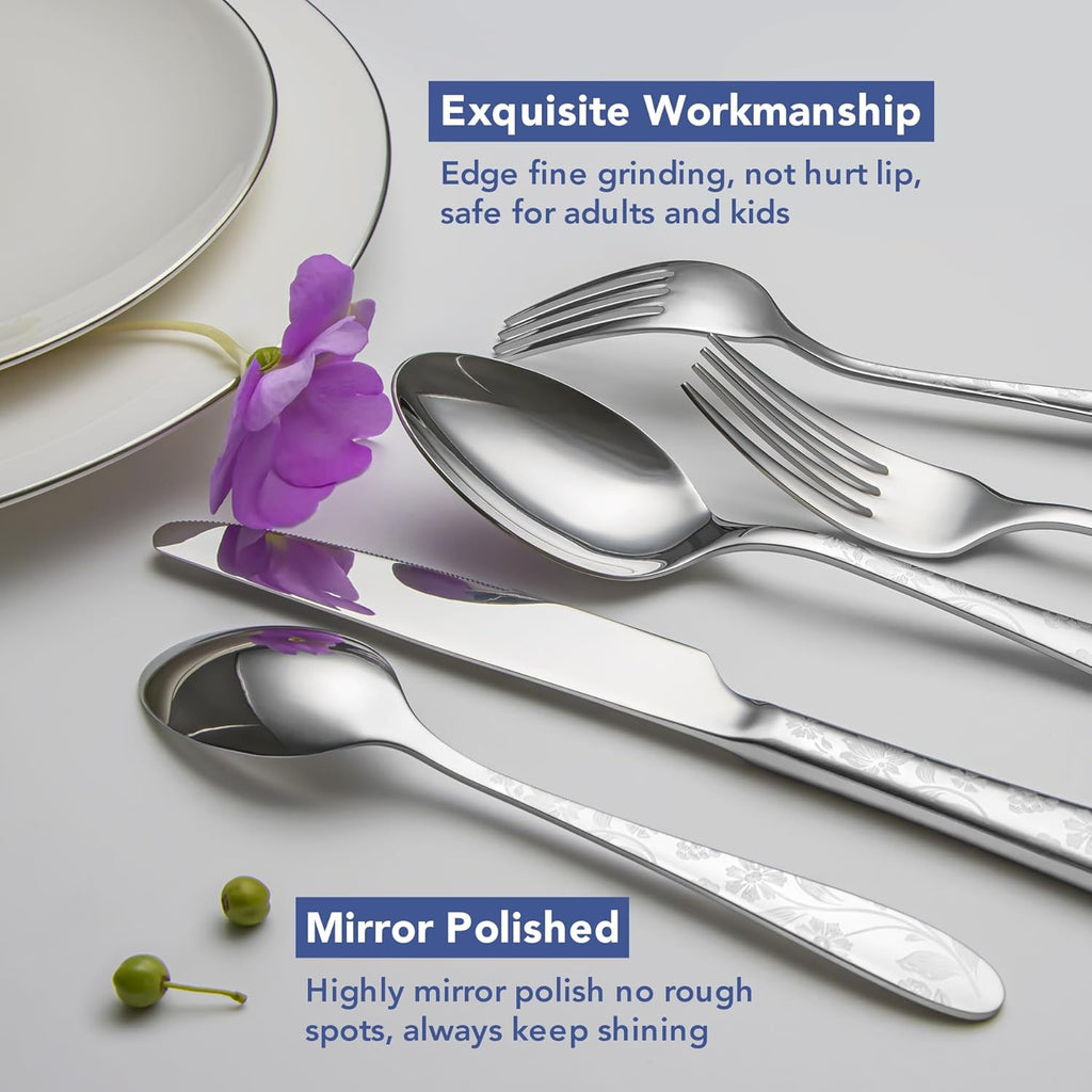 40-Piece Silverware Set Service for 8, Premium Stainless Steel Cutlery Set