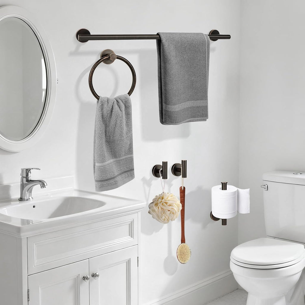 Oil Rubbed Bronze Bathroom Hardware Accessories Set 5 Piece, Stainless Steel Towel Bar Set 24 Inch,Toilet Paper