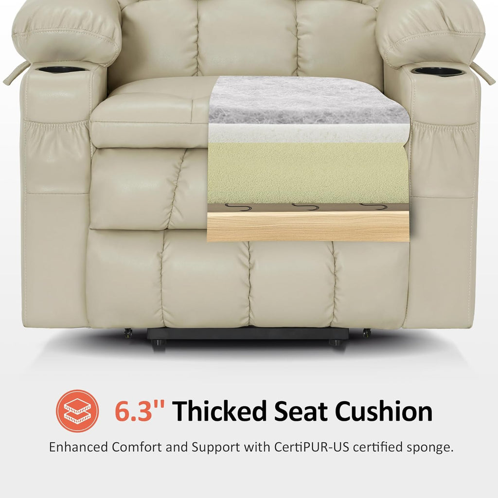 Modern Reclining Lounge Chair — White Faux Leather