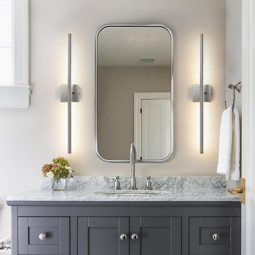 Brushed Nickel Vanity Light Fixtures Over Mirror 30 inch LED Bath Sconces IP44 5CCT Adjustable Morden Picture Lights