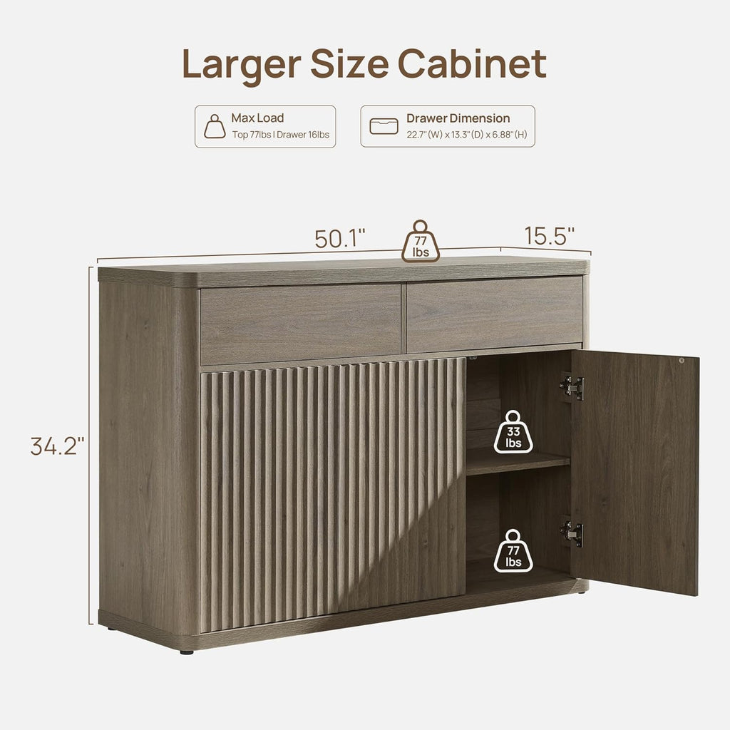 Buffet Cabinet with Storage - Storage Cabinet Sideboard with Doors & Shelves Accent Credenza Buffet Table with 2