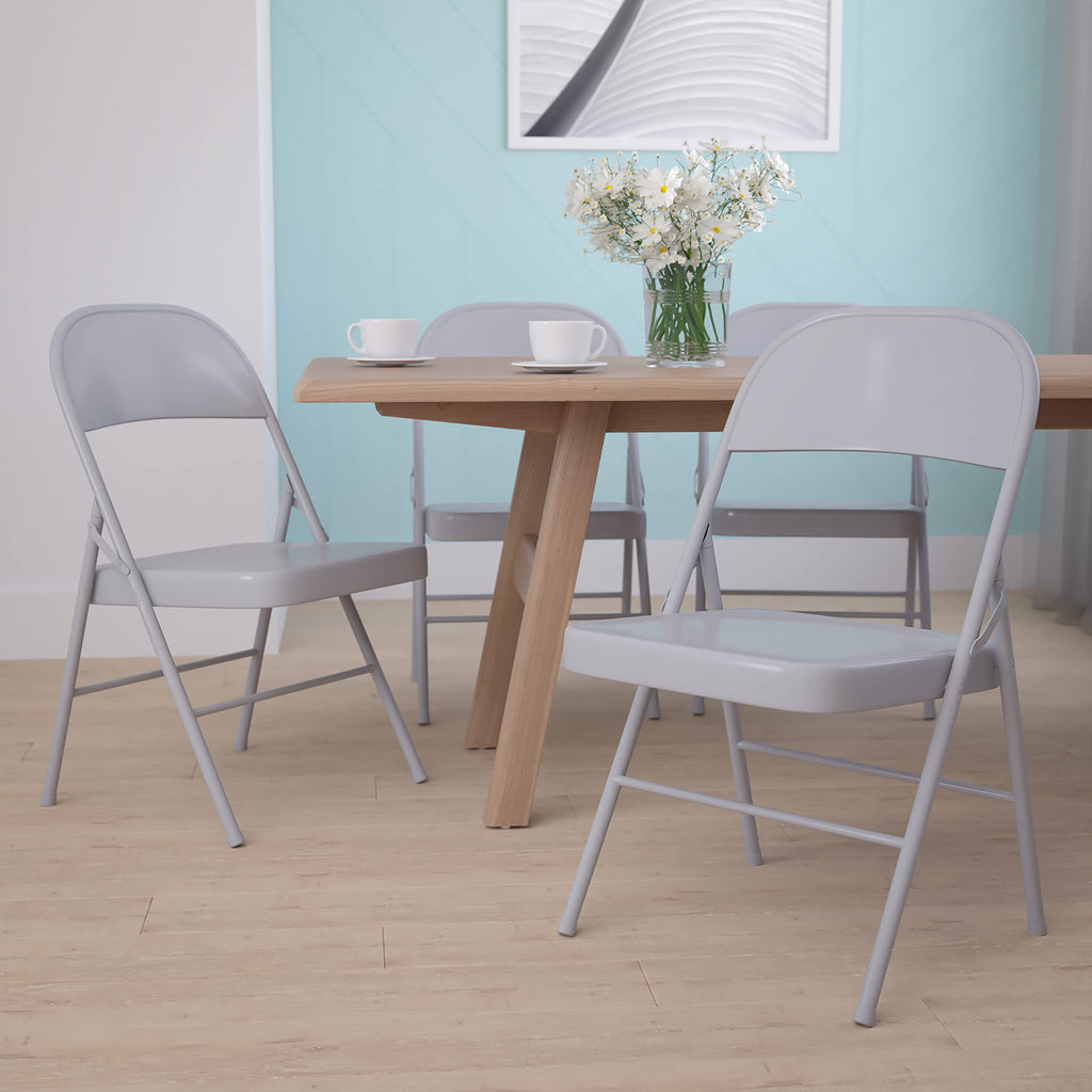 Series Commercial Grade Double Braced Gray Metal Folding Chair