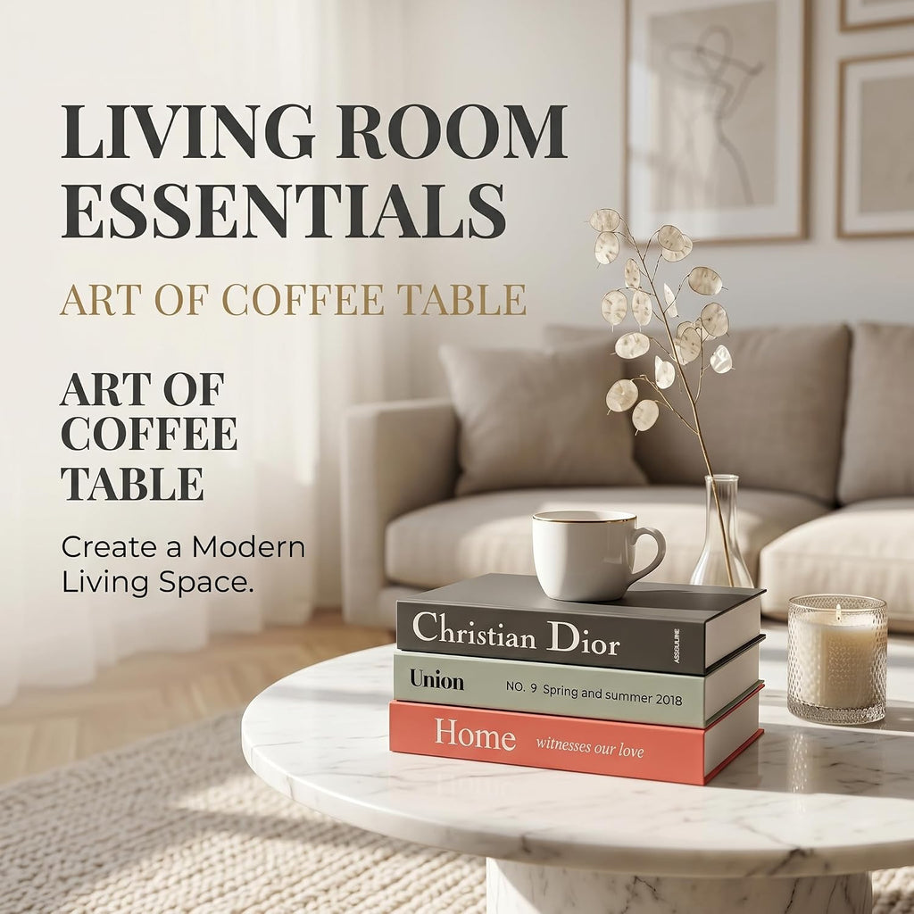 9 Pcs Decorative Books Aesthetic Chic Faux Book Set for Room Décor,Modern Home Decor Coffee Table Decor