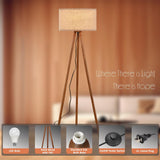 Wood Tripod Floor Lamp, Farmhouse Wooden Floor lamp with 3 Color Temparature LED Bulb, Footswitch