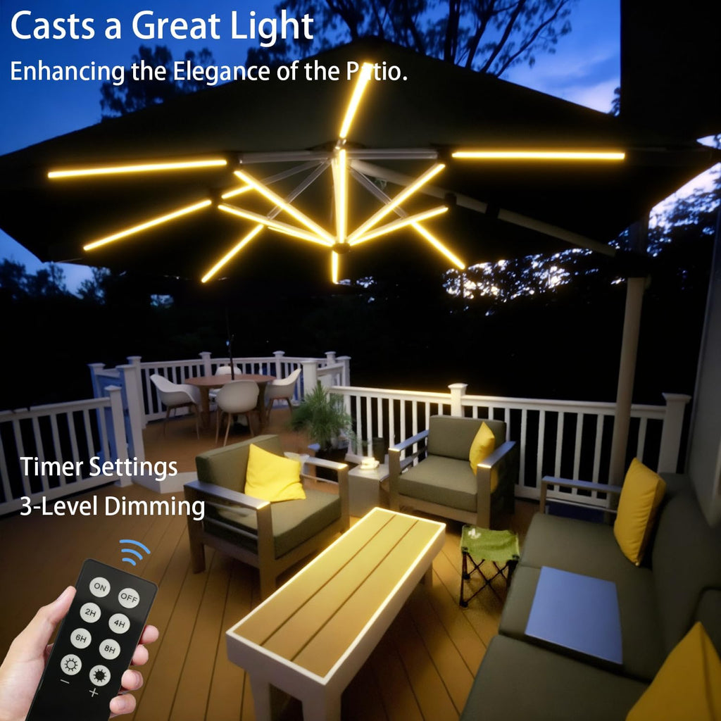 Outdoor Patio Umbrella Lights, 1000 Lumens 15W Warm White LED