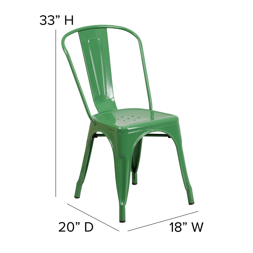 Green Metal Indoor/Outdoor Stackable Chair, 4-Pack