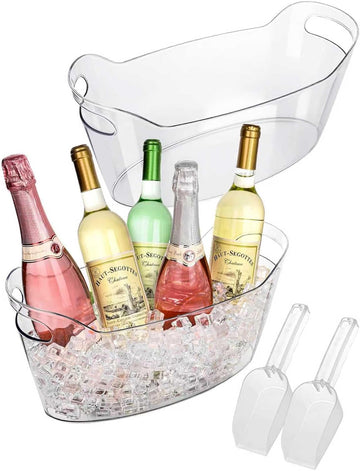 7L Ice Buckets for Parties, 2-Pack Clear Acrylic Champagne Bucket - Set of 2