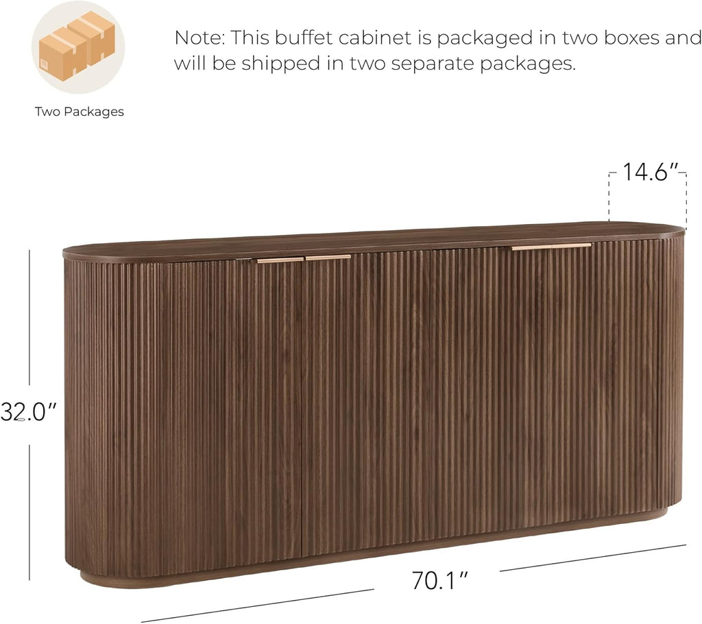 70" Sideboard Buffet Cabinet with Storage, Living Room Accent Cabinet with Doors and Adjustable Shelves, for Bar