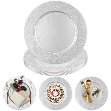 6 Pack Christmas Charger Plates 13" Plastic Charger Plate with Beaded