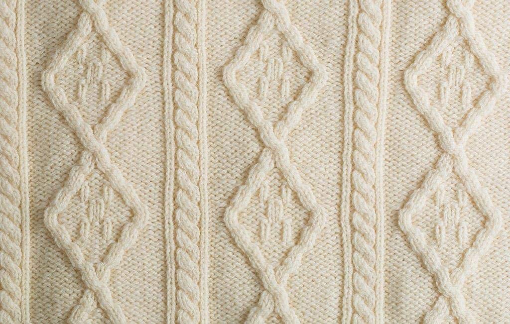 100% - Aran Knit Couch Throw Blanket 40" x 60" (102 x 152 cm) (Natural)