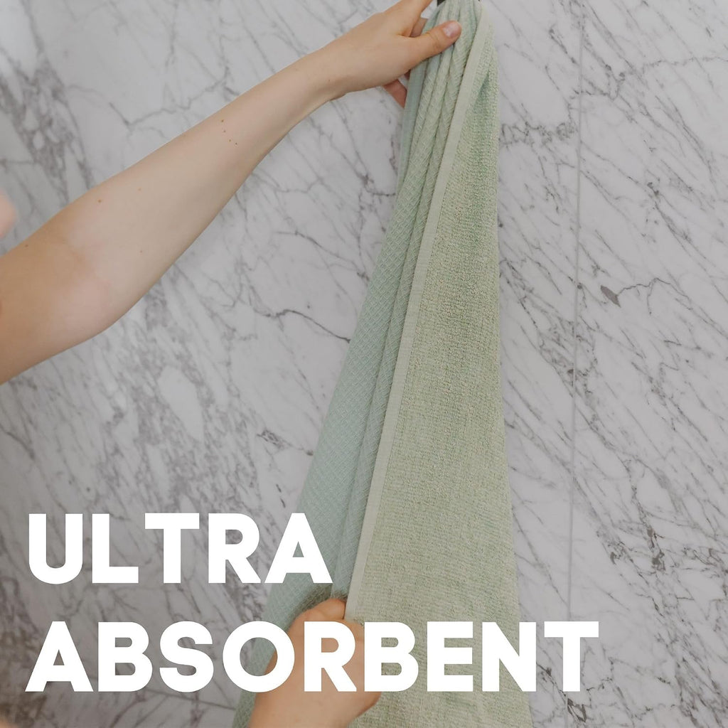 100% Turkish Cotton Dual-Sided Waffle and Terry Towel Set - Ultra Absorbent, Soft & Quick Dry - Bath Towels, Hand