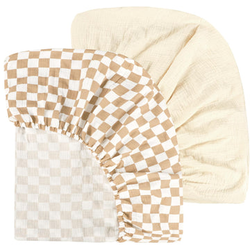 Muslin Crib Sheets for Baby Boys and Girls, 2 Packs Ultra-Soft Breathable Baby Crib Sheet for Standard Crib and