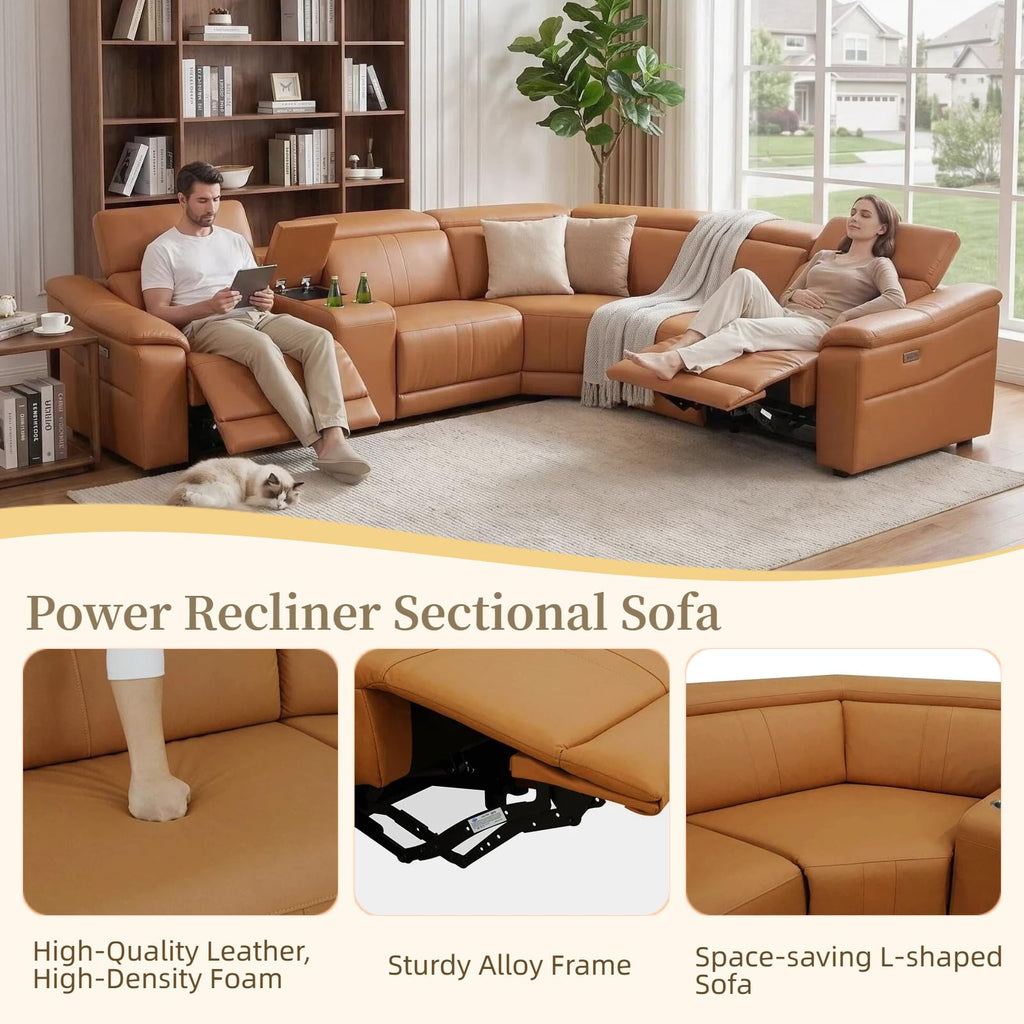 Leather Power Recliner Sofa Set, Reclining Sectional Couch