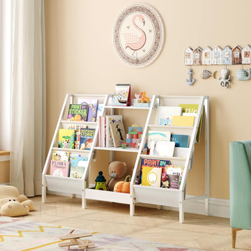 Kids Bookshelf and Toy Organizer, 3-Tier Bookshelf for Kids | Sturdy Kid Bookcase with Storage, Toddler Book Shelf