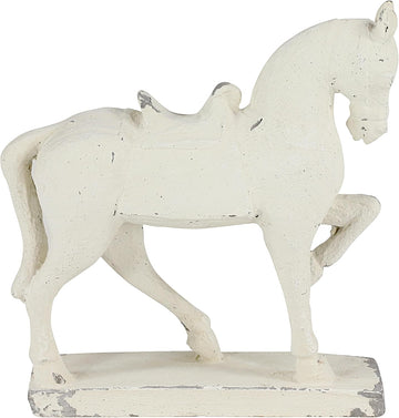 79 Fiberglass Horse Decorative Sculpture Home Decor Statue, Accent Figurine 13" x 4" x 14", White
