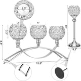 Silver Crystal Candle Holders, Decorative Arch Candelabra Centerpieces for Tables, 3-Arm Candlesticks Holder and 2