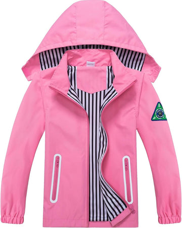 Rain Jacket with Detachable Hood Lightweight Raincoats for Kids