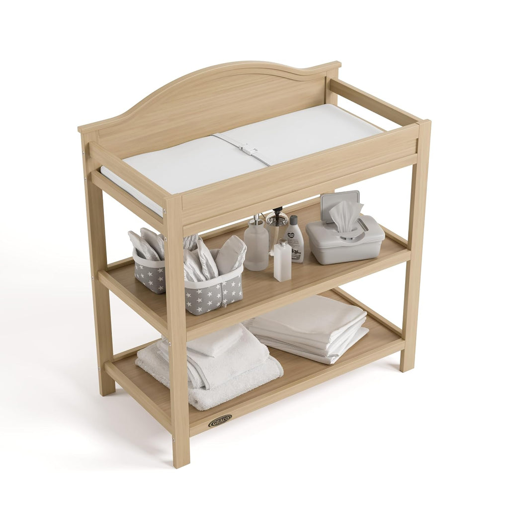 Changing Table with Water-Resistant Pad, Driftwood | GREENGUARD Gold Certified Baby Changing Station with