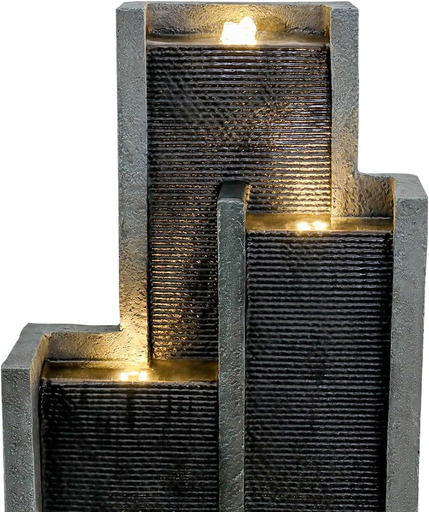 5-Tiers Indoor/Outdoor Garden Water Fountain - 50.7inches Modern Floor-Standing Cascading Water Feature - Suitable