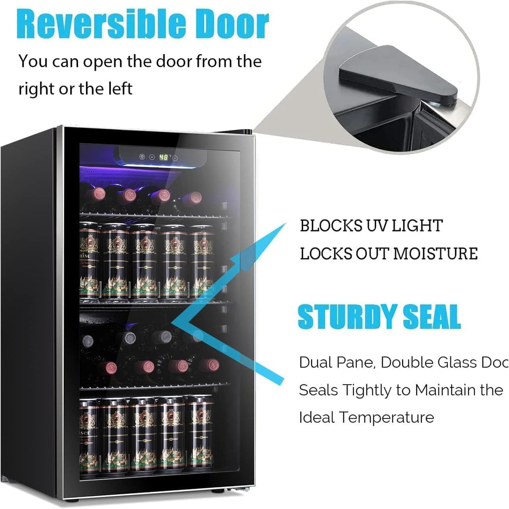 26 Bottle 130 Can Wine Cooler/Cabinet Beverage Refrigerator Mini Wine Cellar Bee