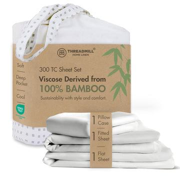 300 TC Viscose Made from Bamboo Twin Sheet Set, White