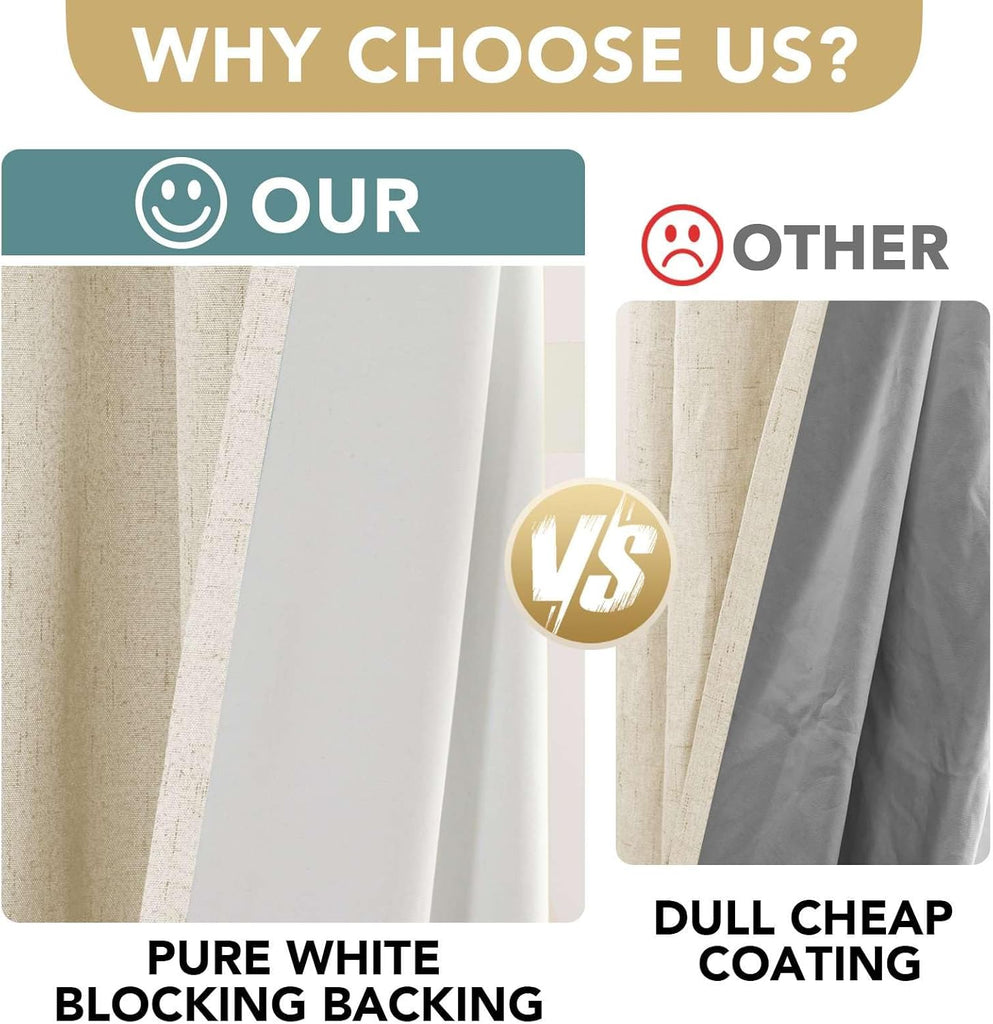 Curtains Black Out Thermal Insulated Linen Textured Curtains Room Darkening Curtain Living Room Curtain 2 Panel Sets