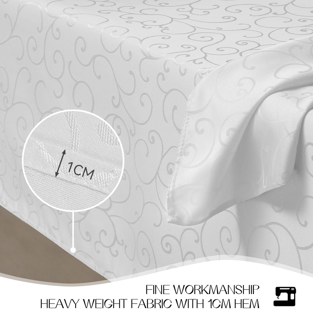 White Jacquard Rectangle Tablecloth, 60 x 84 Inch