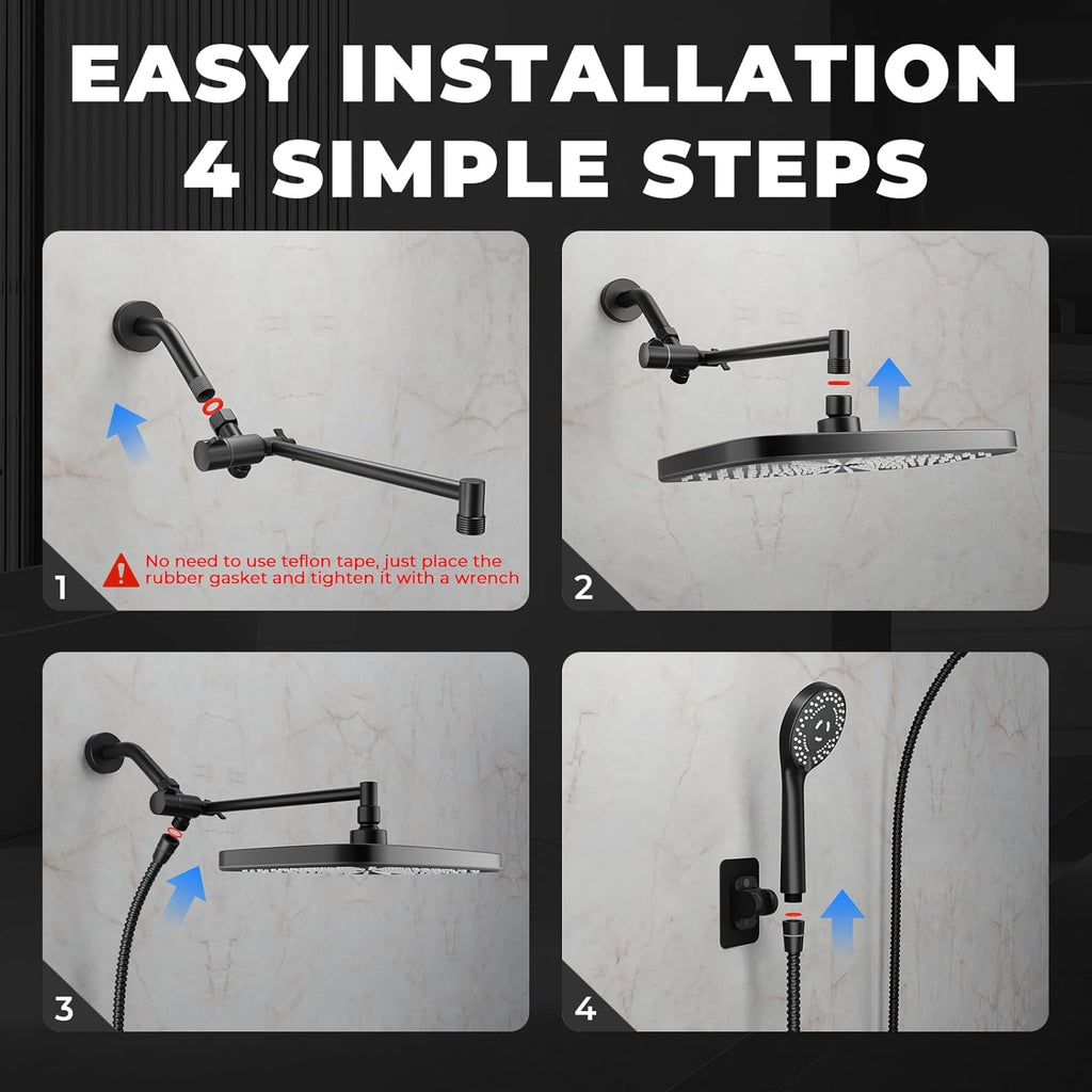 Wide Rain Shower Head With 5 Modes Handheld Showerheads