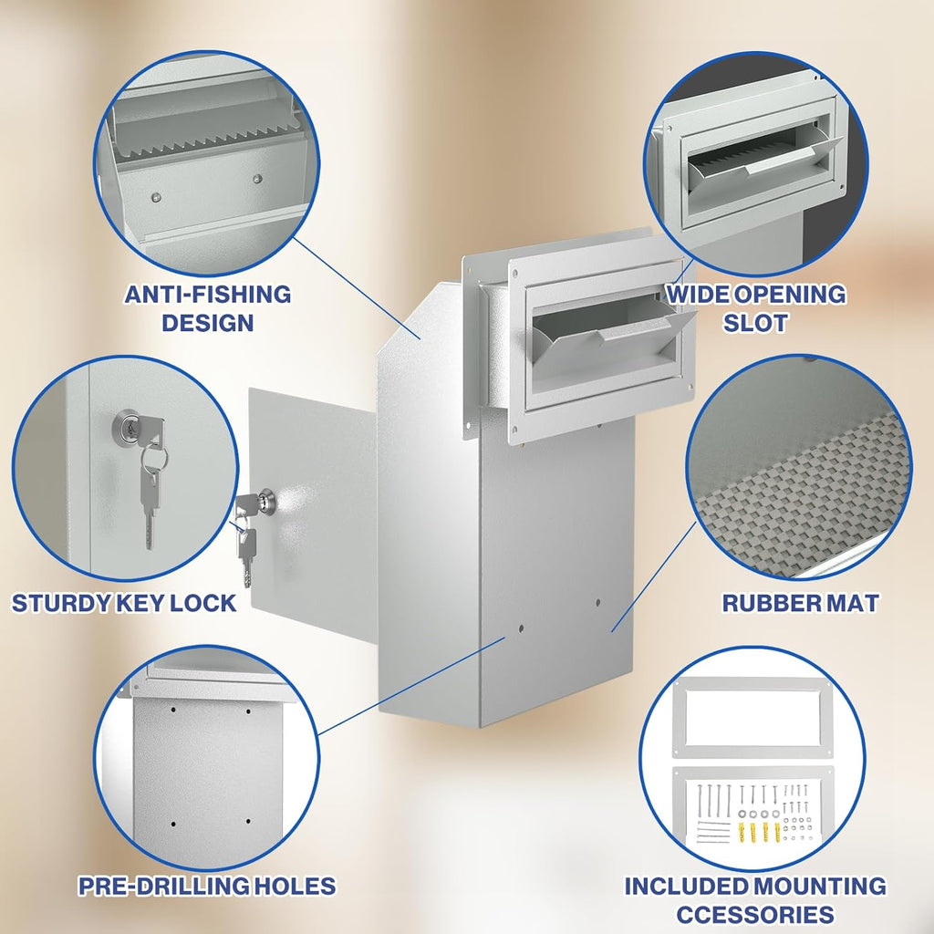 Door Drop Box for Mail, Rent, Deposit, and Night Key