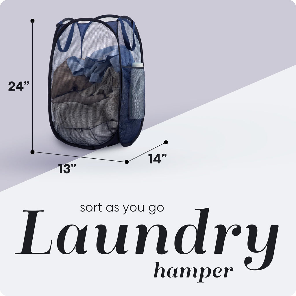 Collapsible Mesh Laundry Hamper 2-Pack, Blue