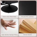 Modern Reclining Swivel Lounge Chair and Ottoman — Black Faux Leather