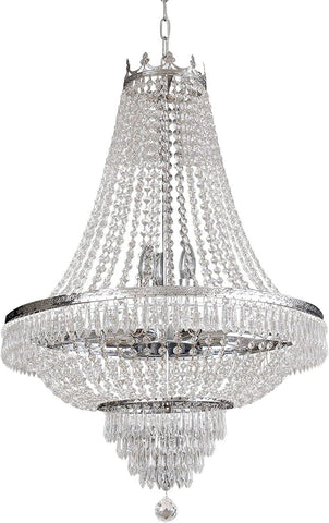 French Empire Crystal Chandelier Lighting 9 E12 Bulbs with Adjustable Hanging Light Modern Crystal Pendant Flush Mount Ceiling Light Fixture for Dining Living Room Foyer W 24'' x H 30'' A108-B09BFBG71T