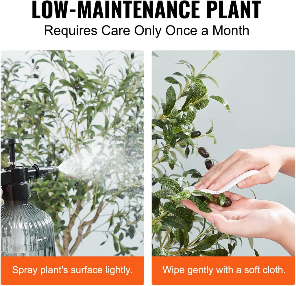 Artificial Olive Tree, 5 FT Tall Faux Plant, Secure PE Material & Anti-Tip Tilt Protection Low-Maintenance Plant