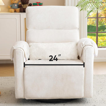 Oversized Power Rocker Recliner Chair, 24" Extra Wide Swivel Recliner with Adjustable Headrest, Chenille Glider