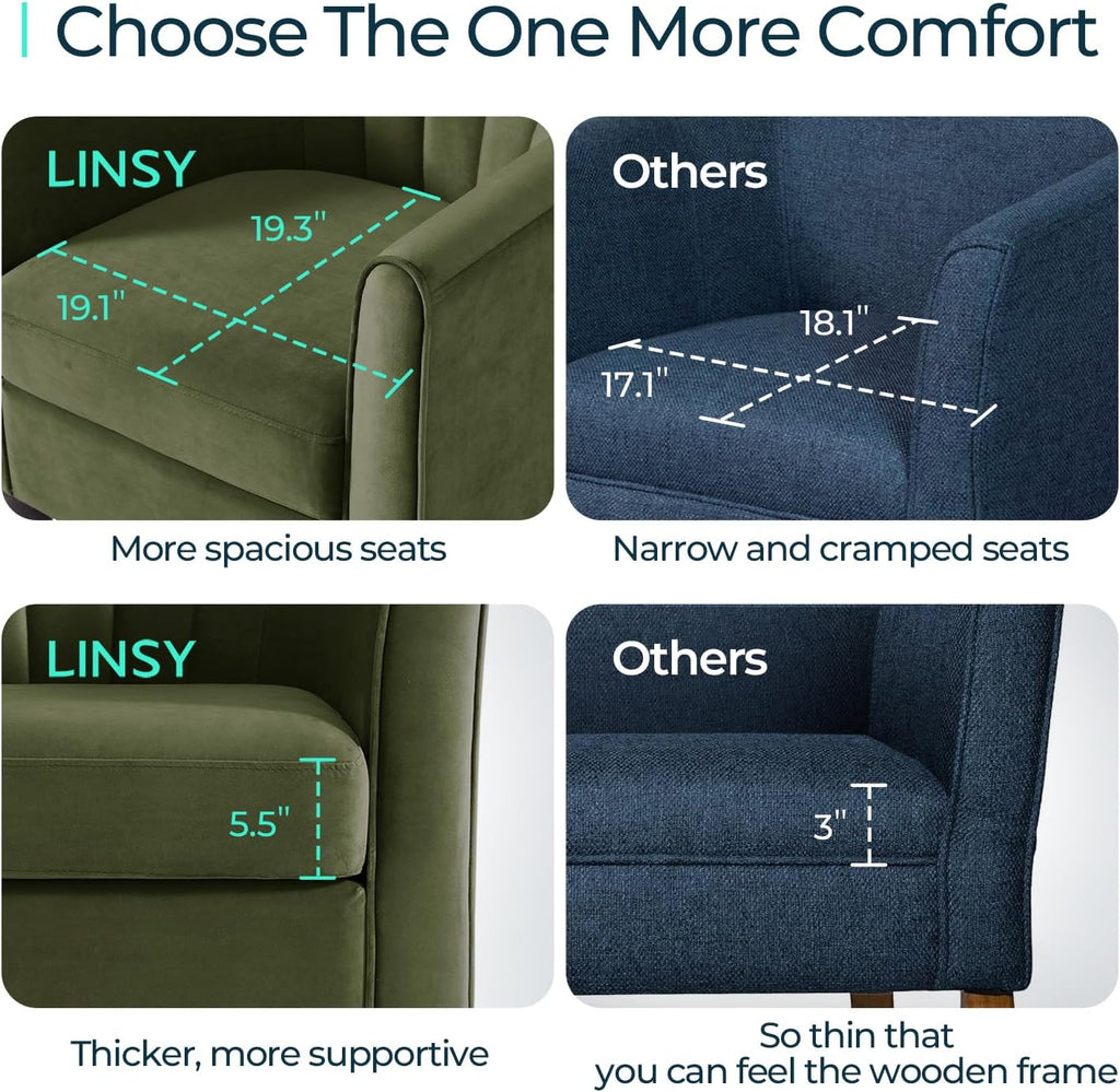 Accent Chair with Ottoman, Modern Barrel Chair Comfy Armchair Reading Chair with Footrest, Small Round Arms Chair