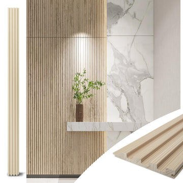 108 x 5.7 Inch Slat Wood Wall Paneling for Interior Decor, Ashtree