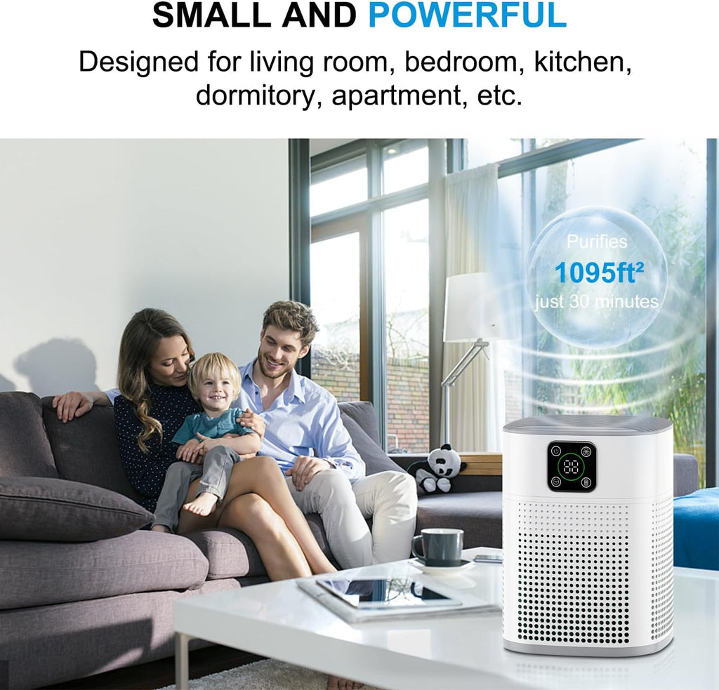 Air Purifiers for Bedroom, H13 HEPA Air Purifier for Home Large Room 1095 sqft, Air purifiers with 3