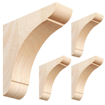 4 Pcs Wood Corbels, 6'' D X 6'' H X 1.75" W, Cedar Wood