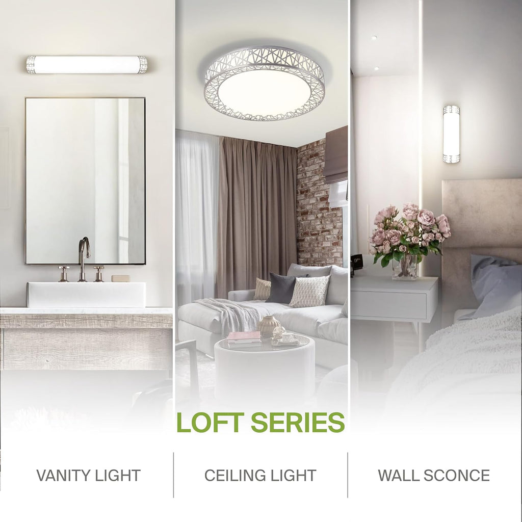 12 Inch LED Indoor Wall Sconce - Brushed Nickel Modern Dimmable 15W 2700K-5000K Adjustable Wall Mounted Light