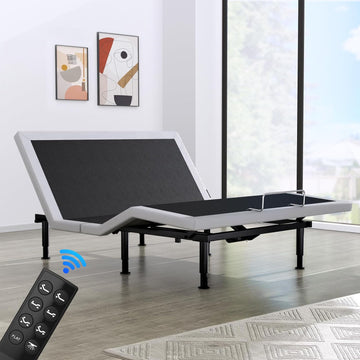 Heavy Duty King Adjustable Bed Frame, Wireless Remote, Dual USB Ports,Ergonomic Upholstered Bed Frame, Lift Motor