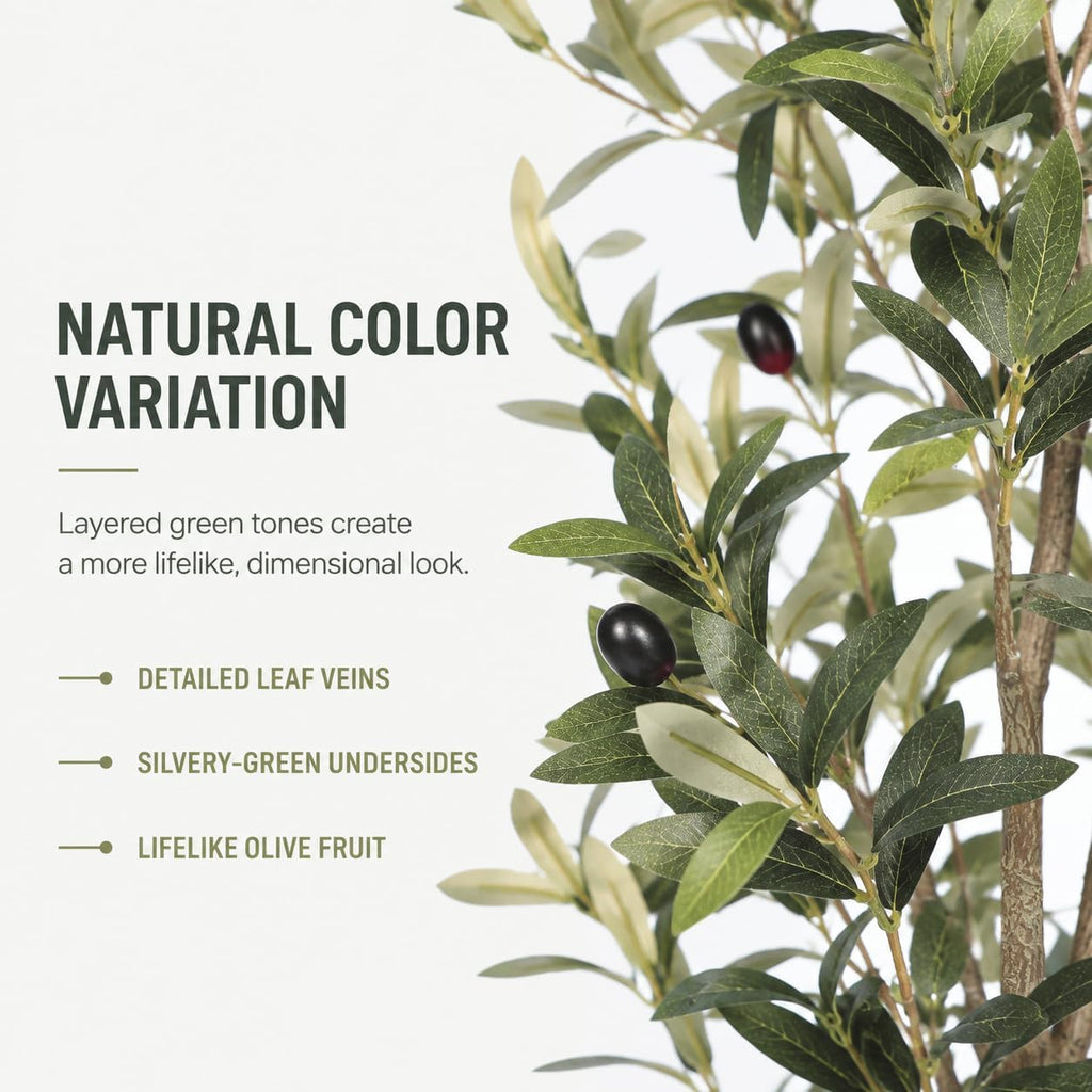 8FT Olive Trees Artificial Indoor - Thick Trunk & Lifelike Fruits